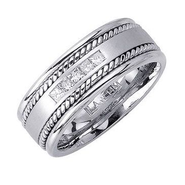 18K Gold 8mm Comfort Fit Contemporary Diamond Band .025ctw 1160