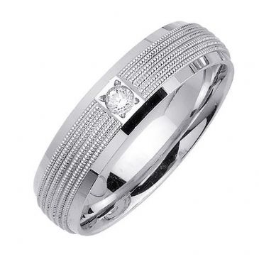 950 Platinum Round Brilliant Bezel Set 6.5mm Comfort Fit Diamond Band 0.08ctw 1108