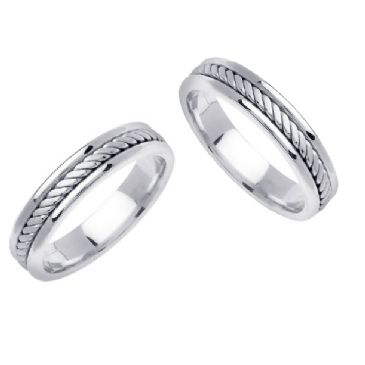 His and Hers Wedding Bands, Matching Wedding Rings, Couple Wedding Bands Set,  3mm and 6 mm Wedding Bands, 14K White Gold Handmade