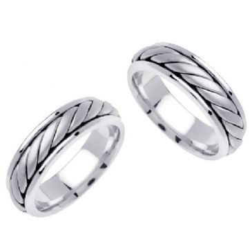 950 Platinum & 18k Gold 6.5mm Handmade Braid His & Hers Wedding Bands Set 177