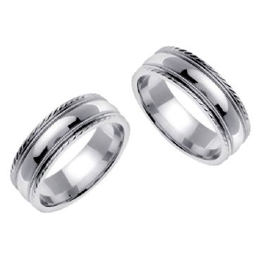 950 Platinum 7mm Handmade His and Hers Wedding Bands Set 181