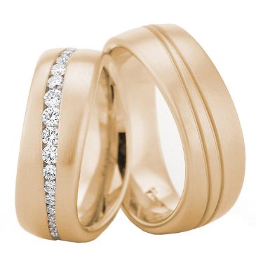 14k Gold 7.5mm His & Hers 0.45ct Diamond Wedding Band Set 195