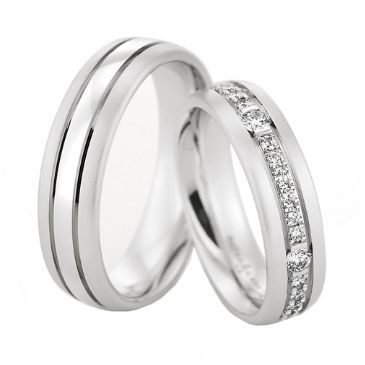 950 Platinum His & Hers 0.60ctw Diamond Wedding Band Set 203