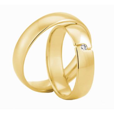 18k Gold His & Hers Yellow 0.03ctw Diamond Wedding Band Set 224