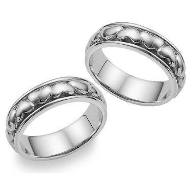 950 Platinum 7mm Handmade His and Hers Wedding Bands Set 225