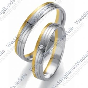 14k Gold 5mm His & Hers Two Tone 0.04ctw Diamond Wedding Band Set 230