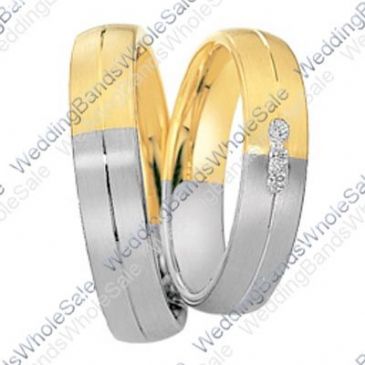 14k Yellow & White Gold 6mm 0.16ct Two Tone His and Hers Wedding Rings Set 233