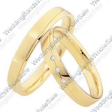 18k Yellow Gold His & Hers 0.075ctw Diamond Wedding Band Set 240