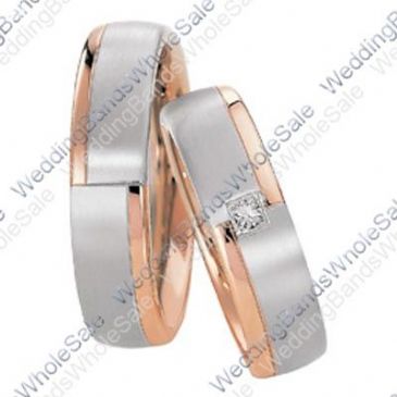 14k White and Rose Gold 6mm 0.05ct His and Hers Wedding Rings Set 248