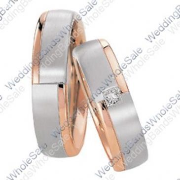 950 Platinum and 18k White and Rose Gold 6mm 0.05ct His and Hers Wedding Rings Set 248