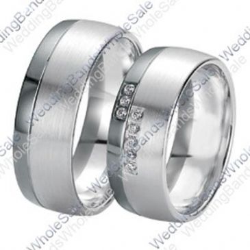 14k White Gold 7mm 0.16ct His & Hers Wedding Rings Set 249