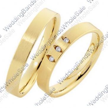 14k Yellow Gold Flat His & Hers 0.075ctw Diamond Wedding Band Set 251