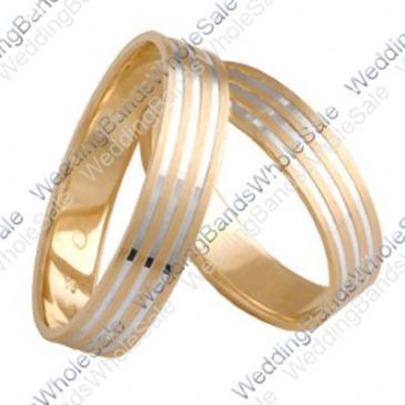 14k White and Yellow Gold Two-Tone 6mm His and Hers Wedding Rings Set 257
