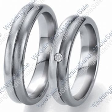 14k White Gold 5mm His & Hers 0.05ctw Diamond Wedding Band Set 258