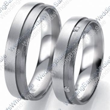 950 Platinum 6mm 0.04ct His and Hers Wedding Rings Set 259