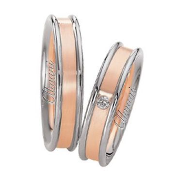 14k Two-Tone Rose & White Gold 5mm His & Hers 0.02ctw Diamond Wedding Band Set 260