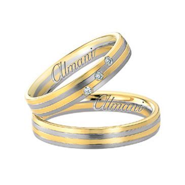 14k Two-Tone Yellow & White Gold 5mm His & Hers 0.06ctw Diamond Wedding Band Set 261