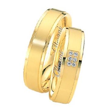 14k Yellow Gold 6mm His & Hers 0.06ctw Diamond Wedding Band Set 264