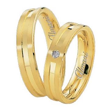 18k Yellow Gold 5mm His & Hers 0.02ctw Diamond Wedding Band Set 265