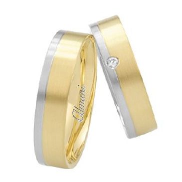 14k Two-Tone Yellow & White Gold 6mm His & Hers 0.02ctw Diamond Wedding Band Set 268