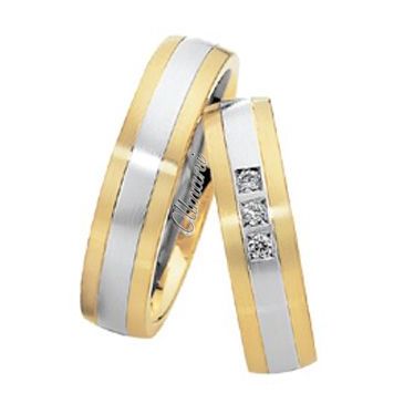 14k Two-Tone Yellow & White Gold 6mm His & Hers 0.06ctw Diamond Wedding Band Set 271