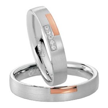 14k Rose & White Gold His & Hers Two Tone 0.05ctw Diamond Wedding Band Set 272