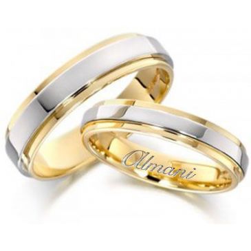 14k Yellow & White Gold His & Hers Two Tone Wedding Band Set 273