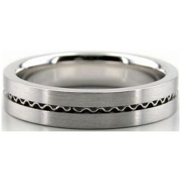 Platinum 5mm Handmade Wedding Band Wave Design 027