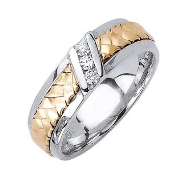 14k Gold Round Brilliant Channel Set 6.5mm Comfort Fit Two Tone Diamond Band 0.15ctw 1246