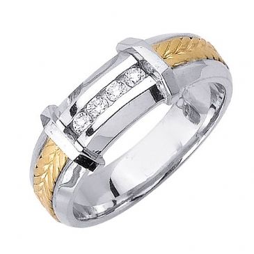 950 Platinum Round Brilliant Channel Set 6.5mm Comfort Fit Two Tone Diamond Band 1247 (0.12ctw)