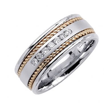 950 Platinum Round Brilliant Channel Set 7mm Comfort Fit Two Tone Diamond Band 1239 (0.14ctw.)