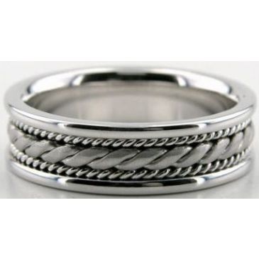 950 Platinum 6.5mm Handmade Wedding Band Rope Design 005
