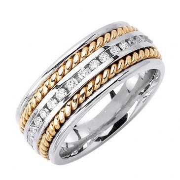 14k Gold Round Brilliant Channel Set 8mm Two Tone Wedding Diamond Band 1257 (0.70ctw.)