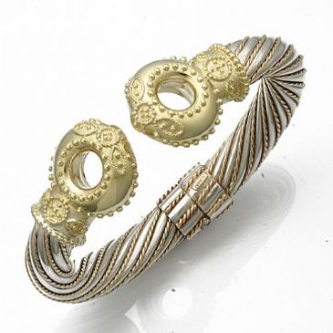 18K Two Tone Queen Royal Almani Design Handmade Bangle