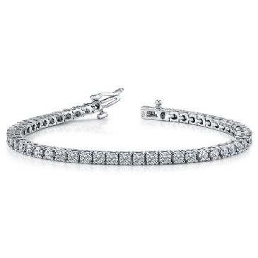 14K White Gold Diamond Round Brilliant Classic Prong Tennis Bracelet (5.30ctw.)