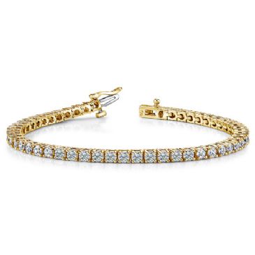 14K Yellow Gold Diamond Round Brilliant Classic Prong Tennis Bracelet (5.30ctw.)