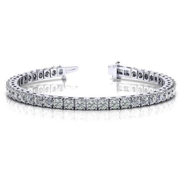 14K White Gold Diamond Round Brilliant Classic Prong Tennis Bracelet (5.98ctw.)