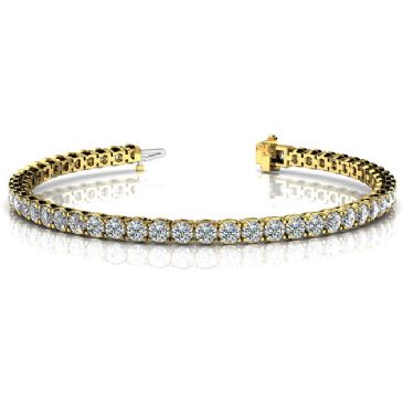 14K Yellow Gold Diamond Round Brilliant 4 Prong Set Tennis Bracelet (6.12ctw.)