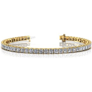 14K Yellow Gold Diamond Princess Cut 4 Prong Tennis Bracelet (8.96ctw.)