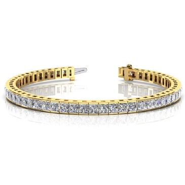 14K Yellow Gold Diamond Princess Cut Channel Set Tennis Bracelet (8.96ctw.)