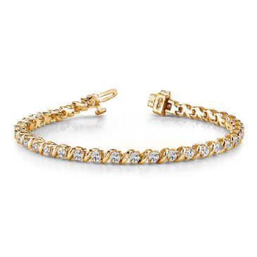 14K Yellow Gold Diamond Round Brilliant Prong Set Tennis Bracelet (7.00ctw.)