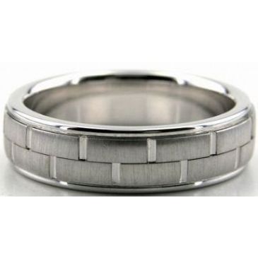 950 Platinum 6mm Handmade Wedding Band Block Design 009