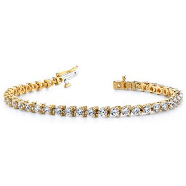 14K Yellow Gold Diamond Round Brilliant 3 Prong Set Tennis Bracelet (6.0ctw.)