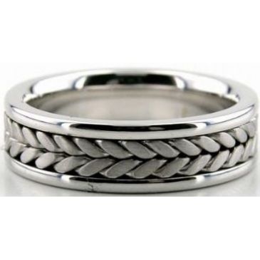 950 Platinum 6.5mm Handmade Wedding Band Braid Design 017