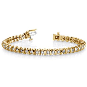 14K Yellow Gold Diamond Round Brilliant Prong Set Tennis Bracelet (4.0ctw.)