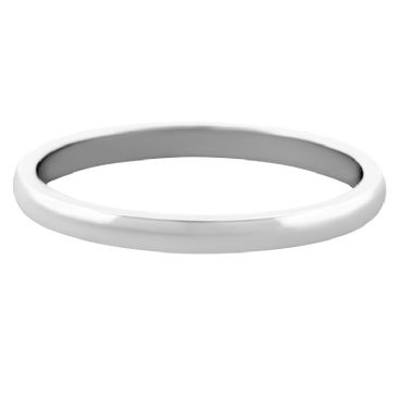 14k White Gold 2mm Dome Wedding Band Medium Weight