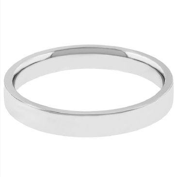 14k White Gold 2mm Flat Wedding Band Medium Weight