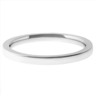 14k White Gold 2mm Flat Comfort Fit Wedding Band Heavy Weight