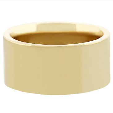 14k Yellow Gold 10mm Comfort Fit Flat Wedding Band Heavy Weight