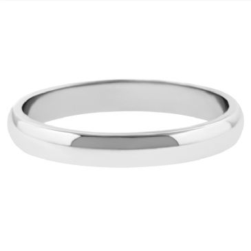 14k White Gold 3mm Dome Wedding Band Medium Weight